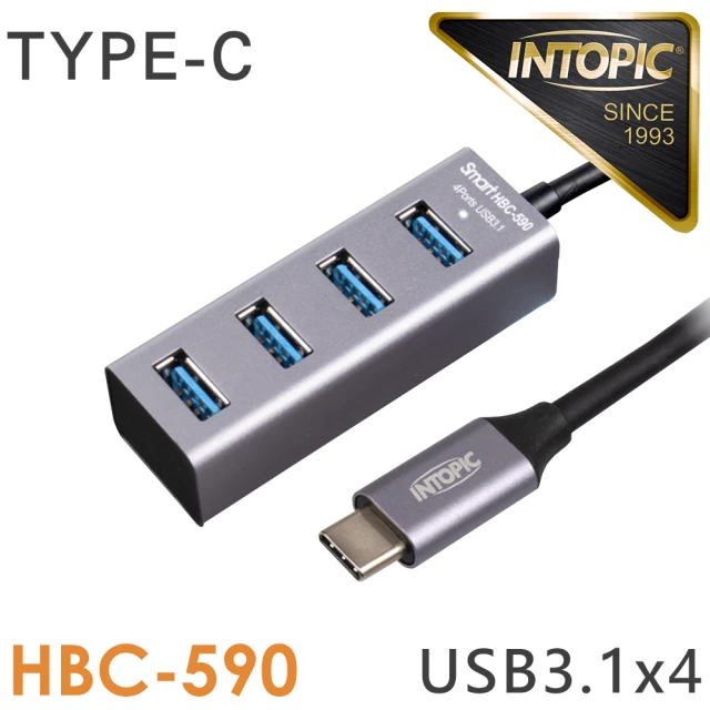 INTOPIC HBC-590 4孔 TypeC HUB集線器(USB3.1/鋁合金)