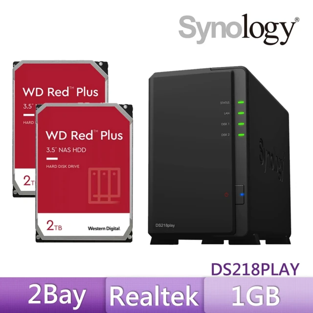 【搭WD 2TB x2】Synology 群暉科技 DS218play 網路儲存伺服器