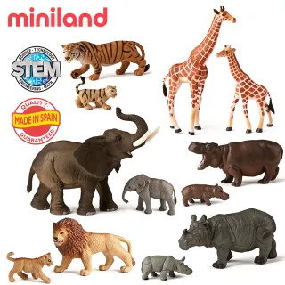 【西班牙Miniland】動物星球12件組-親子時光(角色扮演/擬真紋路/實心耐摔)