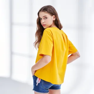 【Lee】寬版Lee Jeans 女短袖T恤-土星黃