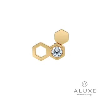 【ALUXE 亞立詩】迪士尼 10K金 蜂巢造型 鑽石 耳環 小熊維尼(單只)