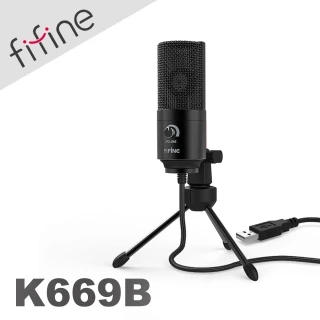 【FIFINE】K669 USB心型指向電容式直播麥克風(黑)