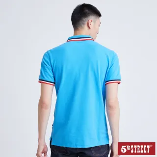 【5th STREET】男配色素面短袖POLO衫-水藍