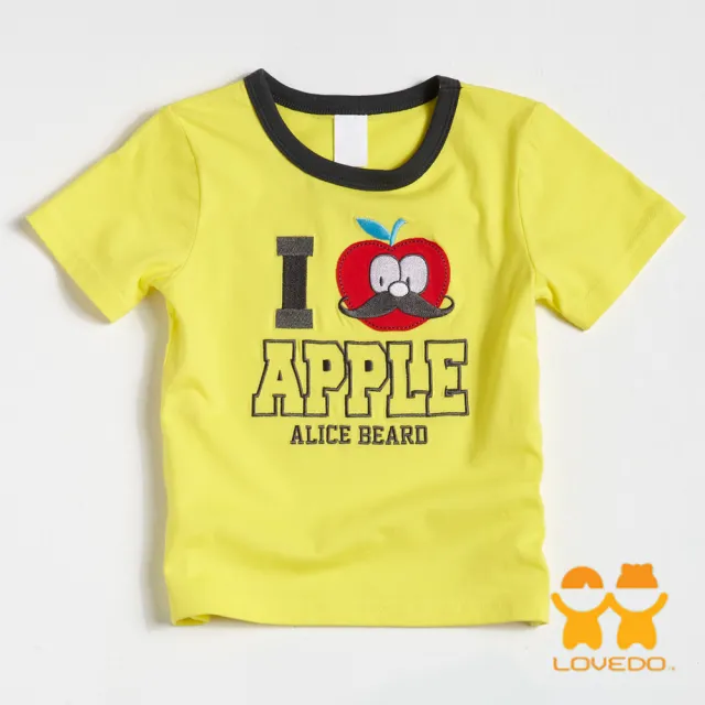【LOVEDO-艾唯多童裝】童裝 我愛蘋果 拼布短袖T恤(黃)