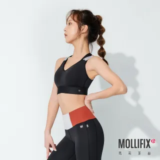 【Mollifix 瑪莉菲絲】小禎聯名設計_TRULY 高強度雙肩織帶運動內衣、瑜珈服(黑)