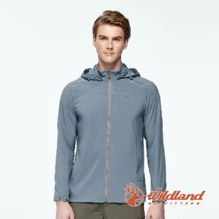 【Wildland 荒野】男 彈性透氣抗UV輕薄外套-灰藍色 0A91906-69(連帽外套/防曬外套/薄外套)