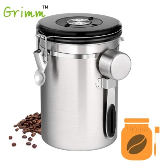 304不鏽鋼單向排氣閥咖啡密封罐/儲物罐(附量勺-1800ml)