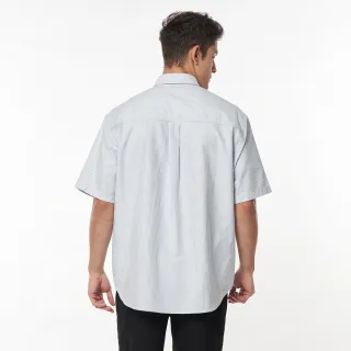 【JEEP】男裝 極簡藍白條紋短袖襯衫(條紋)