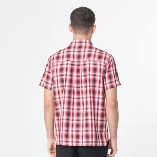 【JEEP】男裝 美式休閒格紋短袖襯衫(紅格)