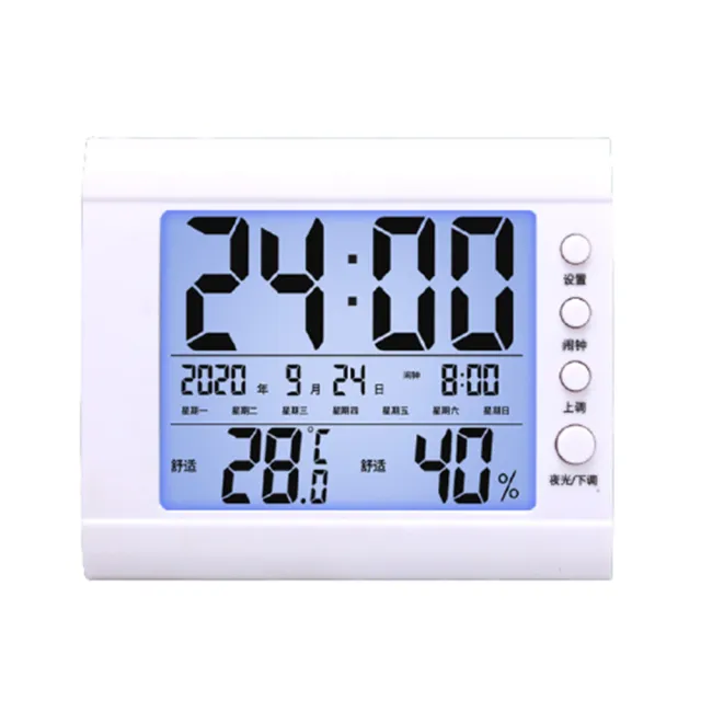 【LOTUS】多功能電子溫濕度計 感光版 日曆時鐘鬧鐘溫溼度計