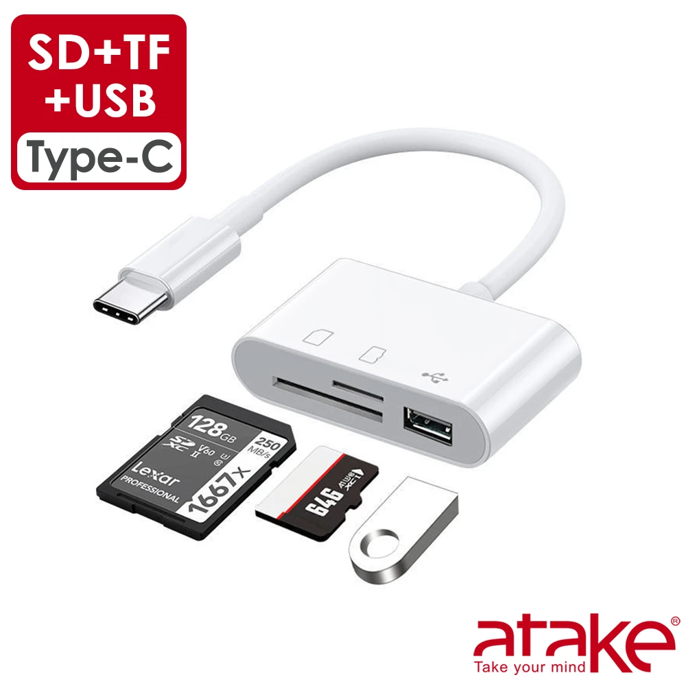 Type-C多功能讀卡機(SD+Micro SD+USB)