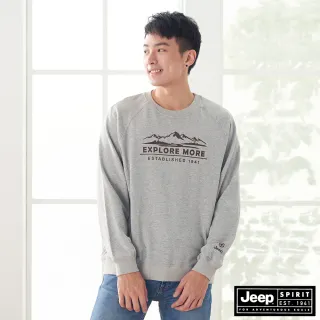 【JEEP】男裝山岳圖騰長袖T恤(灰色)