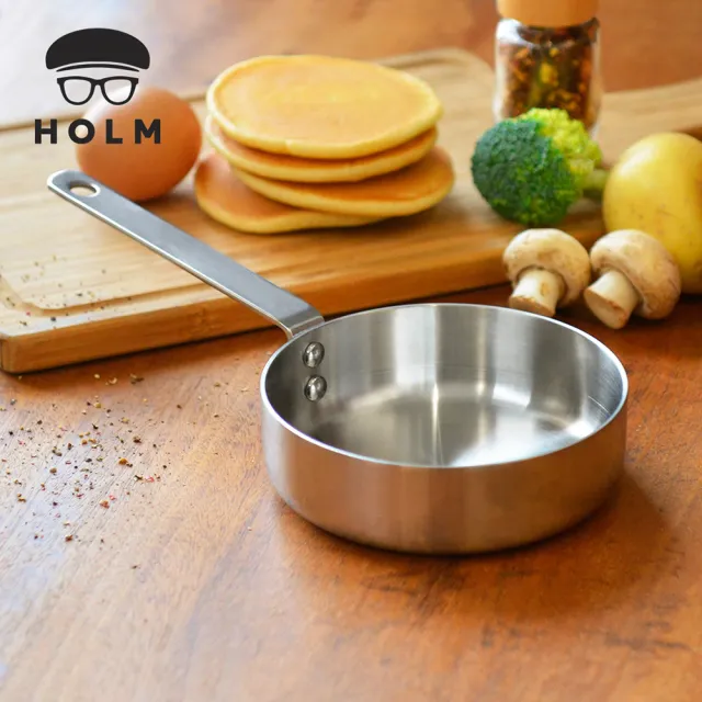 【丹麥HOLM】單柄耐磨不鏽鋼調理煎烤鍋-12cm(調理鍋 單柄鍋 片手鍋 平底鍋)