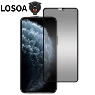 【LOSOA】iphone系列亮面防窺黑豹鑽石膜玻璃保護貼13 mini/13/13 Pro/13 Pro Max(保護貼 保護膜)