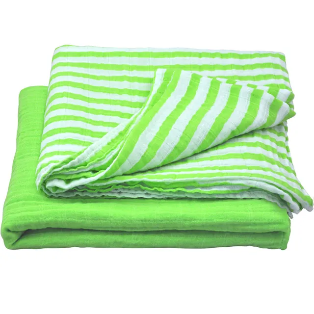 【green sprouts】多功能有機棉細紗布浴巾/包巾/小被子/拍嗝巾 2入組_草綠組(GS334190-5)