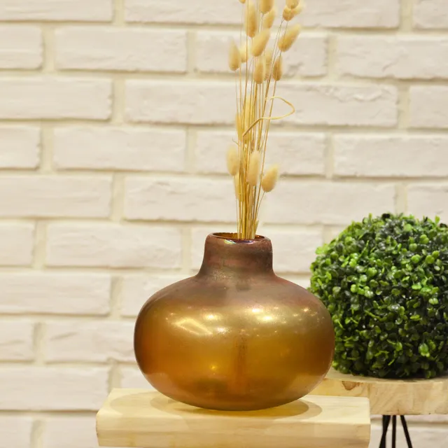 Yu Living 信歐傢居 復古小口徑圓形玻璃花瓶花器 琥珀色 高19cm Momo購物網 雙11優惠推薦 22年11月