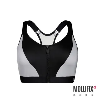 【Mollifix 瑪莉菲絲】高強度前開拉鍊運動內衣、瑜珈服(黑)