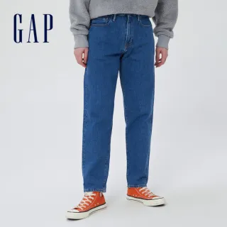 【GAP】男裝 復古休閒寬鬆牛仔褲(695968-藍色)