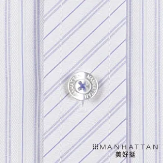 【Manhattan 美好挺】CVC商務抗皺易整燙短袖襯衫-藍條紋(Regular標準版)