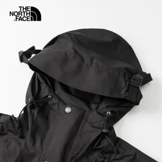 【The North Face】經典ICON-北面男女款黑色防水透氣可收納連帽衝鋒衣｜7QSAJK3