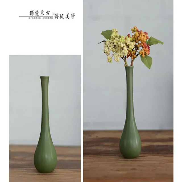 Jen 手工復古陶瓷花瓶花器桌面擺飾居家裝飾 綠長頸 Momo購物網 雙11優惠推薦 22年11月