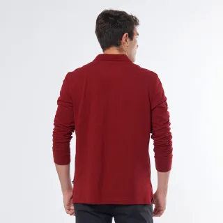 【NAUTICA】男裝經典素面純棉長袖POLO衫(紅色)