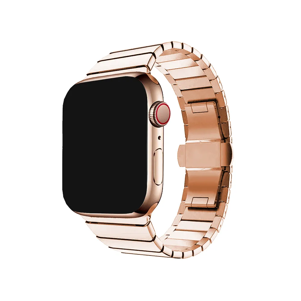 【DAYA】Apple Watch 1-7代/SE 38/40/41mm 啞光不鏽鋼蝴蝶扣錶帶