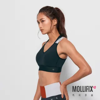 【Mollifix 瑪莉菲絲】小禎聯名設計_TRULY 高強度雙肩織帶運動內衣、瑜珈服(水墨綠)