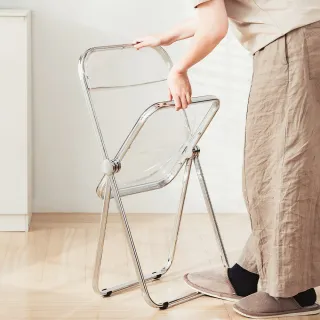 【樂嫚妮】韓系塑膠摺疊椅 透明壓克力折疊椅(椅子 會議椅 餐椅)