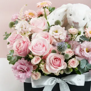 【CNFlower 西恩】粉嫩寶貝 Jellycat兔子鮮花禮盒(送禮/買花/花禮/鮮花)