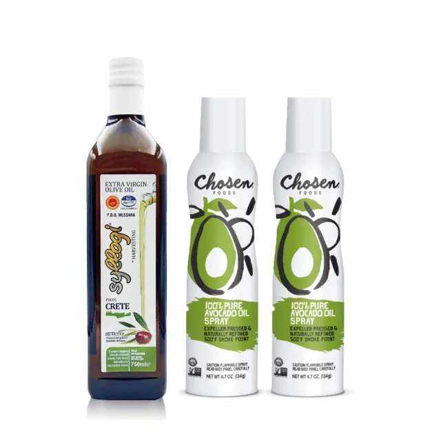 【Syllogi】 斯洛奇特級初榨橄欖油1瓶(750ml)+【Chosen Foods】噴霧式酪梨油2瓶 (140毫升*2瓶)