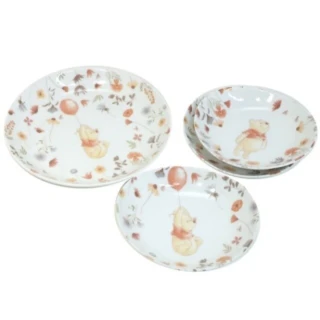 迪士尼 小熊維尼 日本製 造型陶瓷盤4入組 《白花草款》(平輸品)