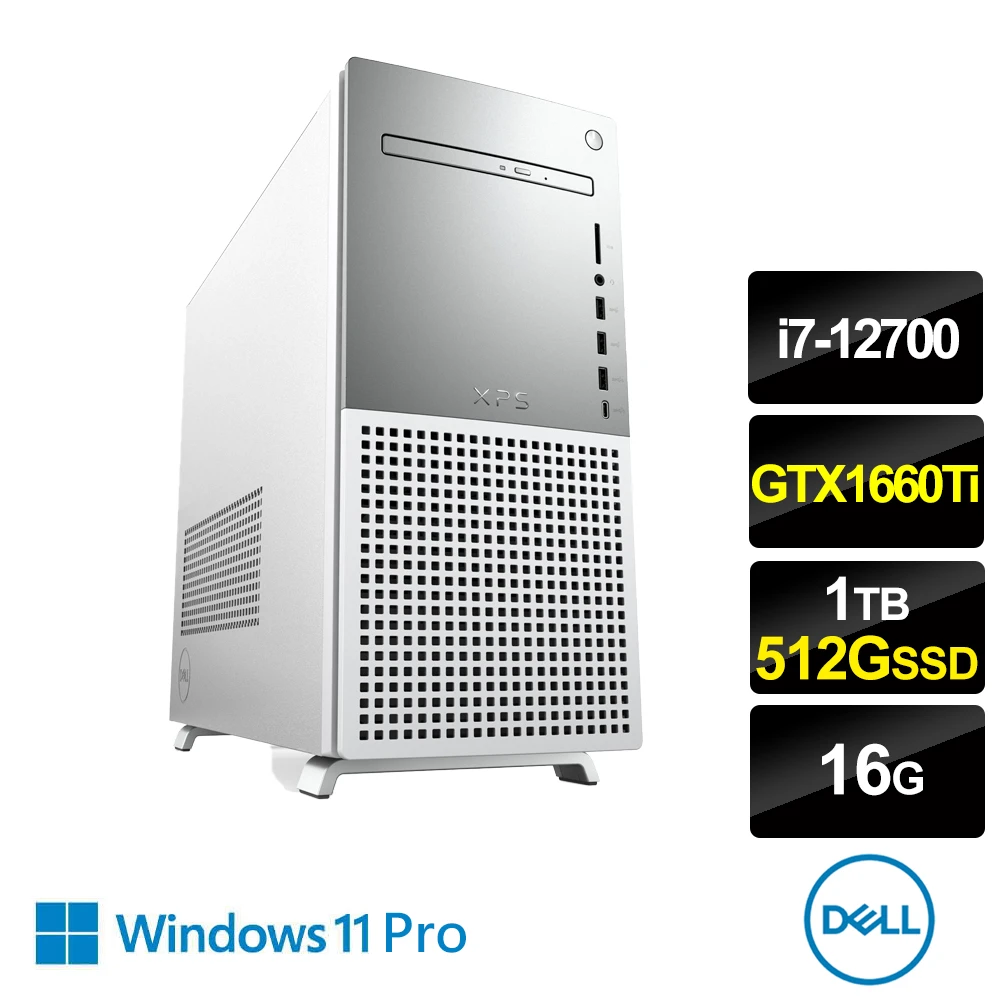 【DELL 戴爾】XPS8950-P1768WTW i7 12核心桌上型電腦(i7-1270016G512G SSD+1TBDRWGTX1660Ti-6GW11P)