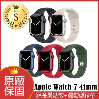 【Apple 蘋果】S 級福利品  Apple Watch Series 7 GPS 41 公釐鋁金屬錶殼搭配運動錶帶