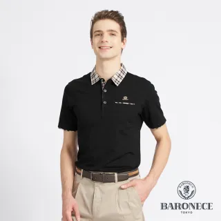 【BARONECE 百諾禮士】男款 百諾經典格系列素色polo衫-黑色(1198268-99)