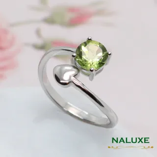 【Naluxe】天然寶石橄欖石心機小惡魔戒指(八月誔生石幸運石情人節禮物告白脫單禮盒)