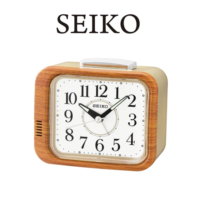 【SEIKO 精工】SEIKO 日本精工 QHK046B 質感木紋靜音夜光數字鬧鐘