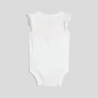 【GAP】嬰兒 布萊納系列 Logo荷葉邊無袖包屁衣(826145-白色)