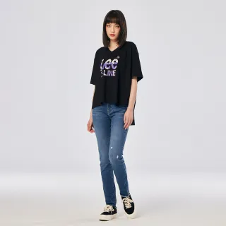 【Lee】X-LINE 迷彩LOGO V領 女短袖T恤-塗鴉黑(X-LINE 系列)
