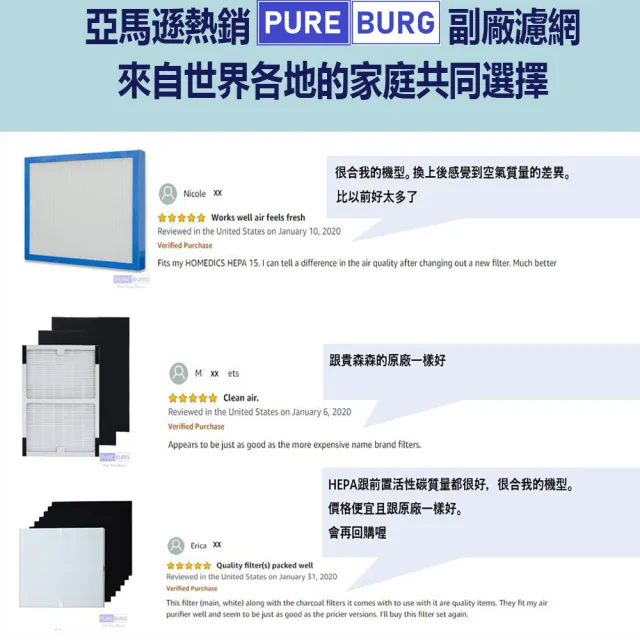 【PUREBURG】適用IRIS OHYAMA除塵蟎機吸塵器IC-FAC2 IC-FAC3 副廠集塵袋+HEPA空氣濾網-3入組