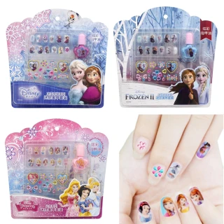 冰雪奇緣迪士尼公主蘇菲亞兒童指甲貼片美甲貼片水鑽貼玩具組附指甲油 612885(平輸品)