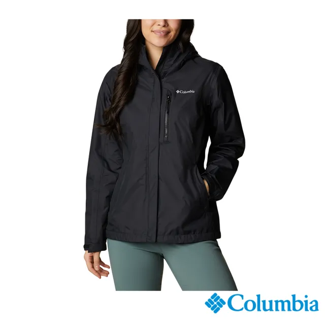 【Columbia 哥倫比亞】女款-Omni-TECH 防水連帽外套-黑色(UXK01650BK  / 防水.夾克.口袋衣)