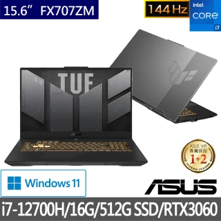 大全配【ASUS獨家後背包/滑鼠組】 FX707ZM 17.3吋電競筆電(i7-12700H/16G/512G SSD/RTX3060 6G/W11)