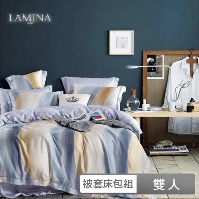 【LAMINA】雙人 100%萊賽爾天絲兩用被套床包組-多款任選(條紋系列)