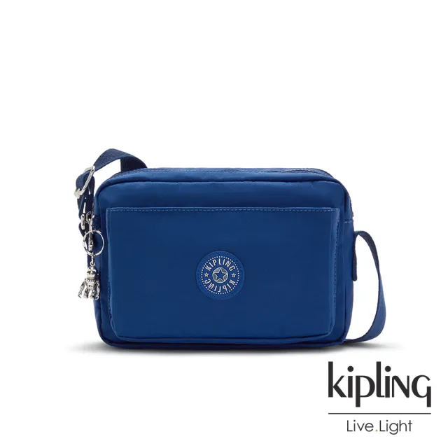 【KIPLING】極簡群青藍多層隨身斜背包-ABANU M