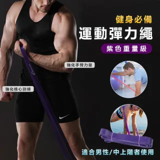 【原家居】專業級健身彈力帶-紫色重量型(彈力繩 拉力繩 阻力帶 拉力帶 重訓 瑜珈繩)