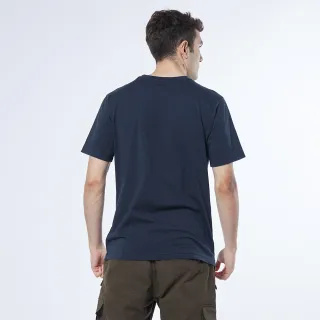 【JEEP】男裝 立體山脈圖騰短袖T恤(藍色)