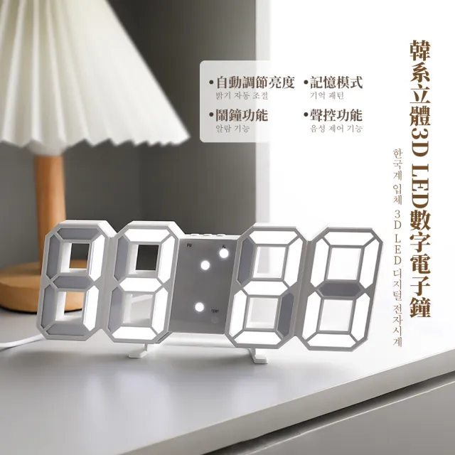 【居家擺設】韓系立體3D LED數字電子鐘(鬧鐘 時鐘 掛鐘 溫度計 數字鐘 壁掛鐘 交換禮物)