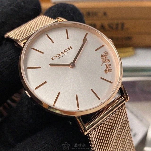 COACH【COACH】COACH蔻馳女錶型號CH00113(白色錶面玫瑰金錶殼玫瑰金色米蘭錶帶款)