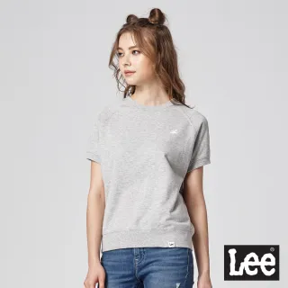 【Lee】連肩袖 小LOGO 厚短T 女短袖T恤-舒適灰